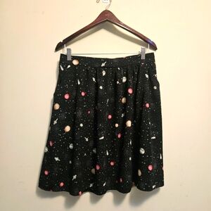 Jessy B Anthropologie Skirt Size L Vintage Galaxy Celestial Black Whimsygoth
